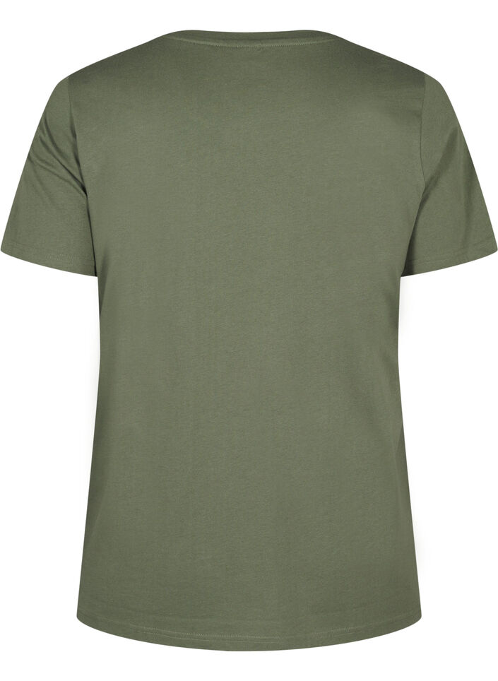 Rusettikoristeinen T-paita luomupuuvillasta, Thyme, Packshot image number 1