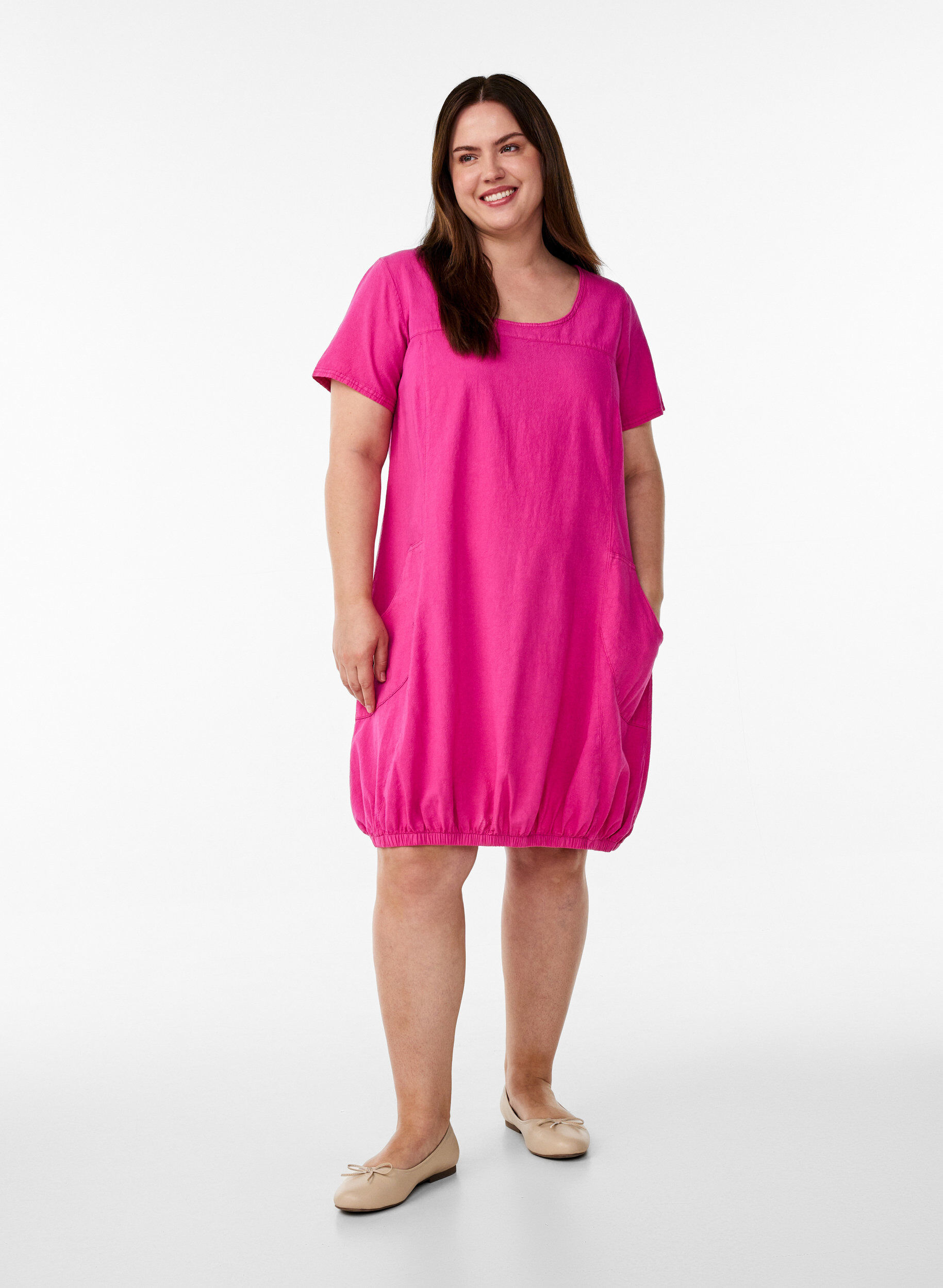 ZizziLyhythihainen puuvillamekko , Vaaleanpunainen, Model image number 1