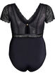 Pitsillä ja lyhyillä hihoilla varustettu bodystocking, Musta, Packshot image number 1