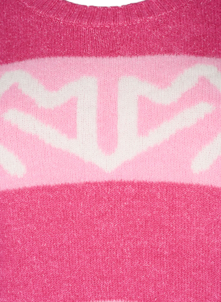 Raidallinen neulepusero graafisella kuviolla, Raspberry Rose Comb, Packshot image number 2