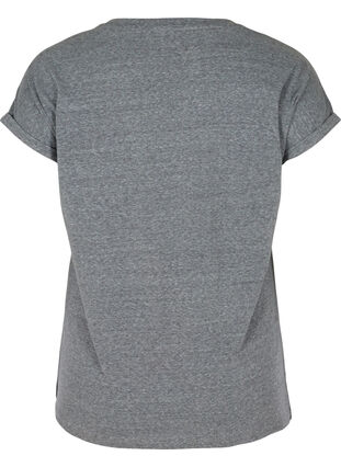 Meleerattu puuvillainen t-paita, Black Melange, Packshot image number 1