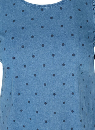 Pilkullinen farkkumekko lyhyillä puhvihihoilla , Blue denim w. Dot, Packshot image number 2