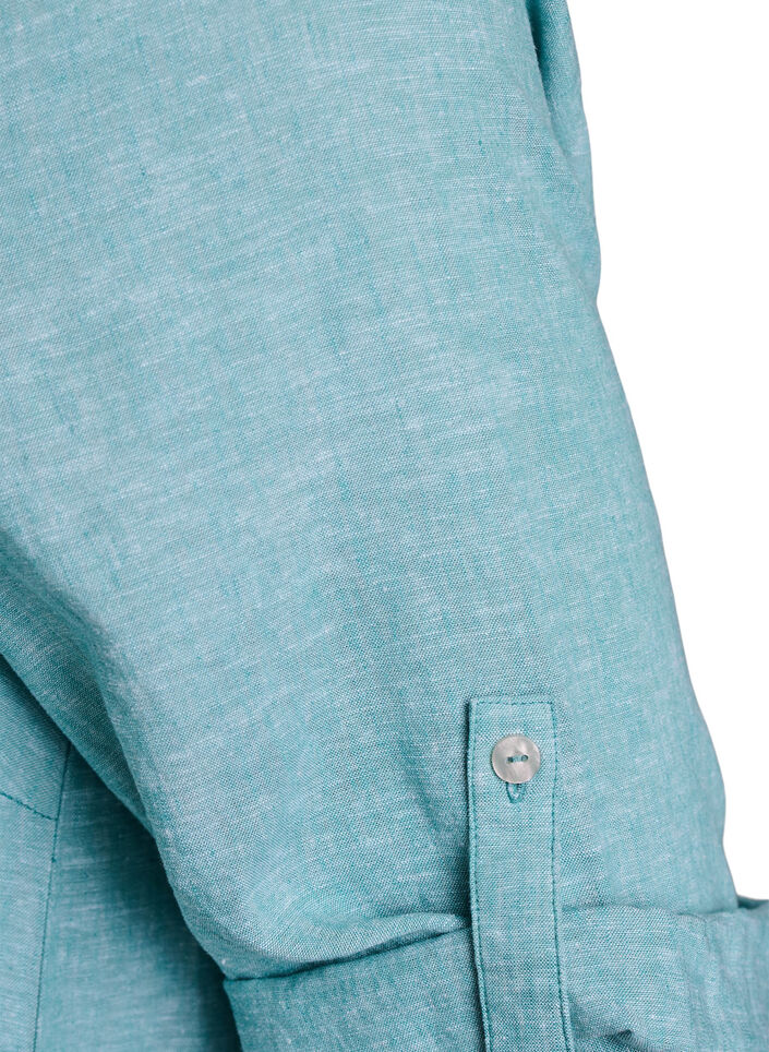 A-mallinen tunika pellavaa ja viskoosia, Vihre&auml;, Packshot image number 3