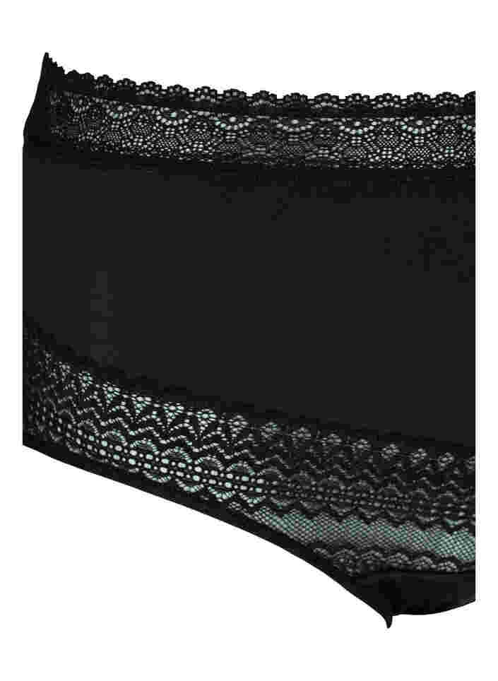 Korkeavyötäröiset alushousut pitsiyksityiskohdilla, Black, Packshot image number 2