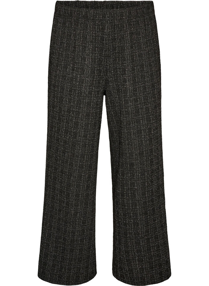 Suorat boucl&eacute;-housut, Musta, Packshot image number 0