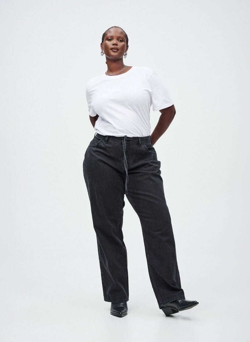 Suoristavat farkut solmittavalla vy&ouml;ll&auml;, Musta, Image