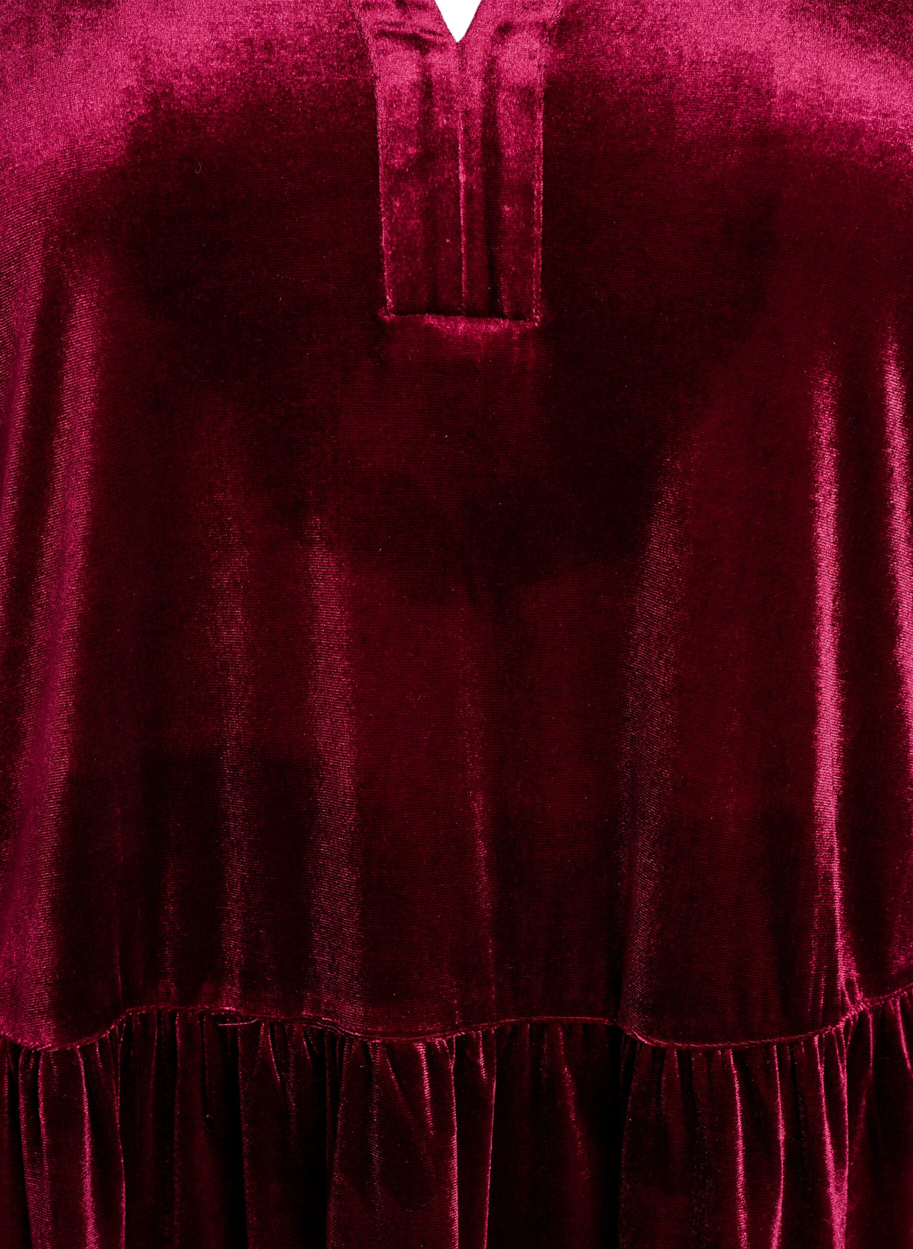 Zizzi Lyhyt veluurimekko r&ouml;yhel&ouml;kauluksella ja pitkill&auml; hihoilla, Punainen, Packshot image number 2