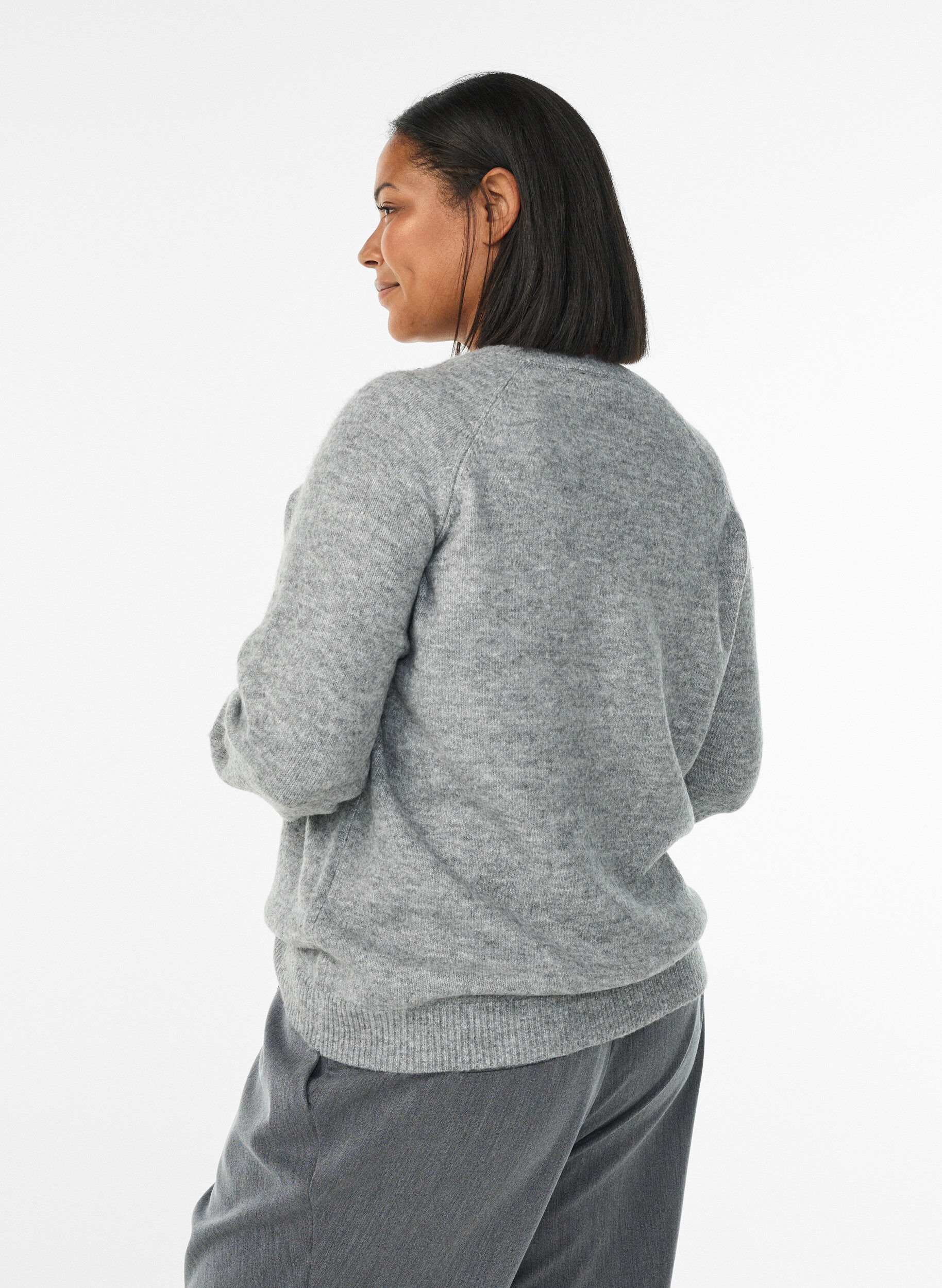 ZizziNeule helmikirjailulla, Harmaa, Model image number 2
