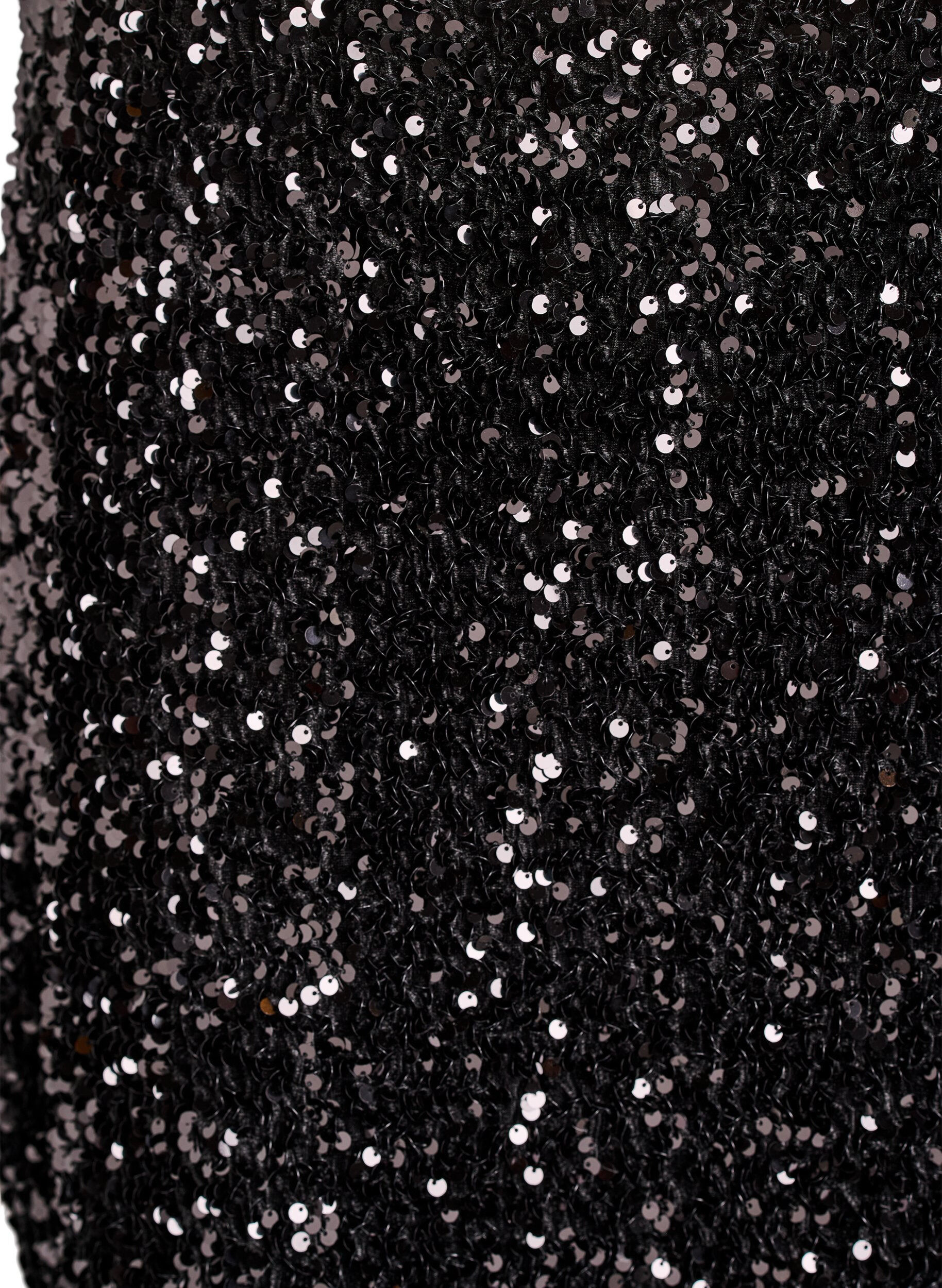 Zizzi Lyhyt paljettihame joustavalla vy&ouml;t&auml;r&ouml;ll&auml;, Musta, Packshot image number 2