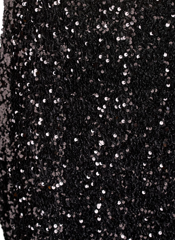 Lyhyt paljettihame joustavalla vyötäröllä, Musta, Packshot image number 2