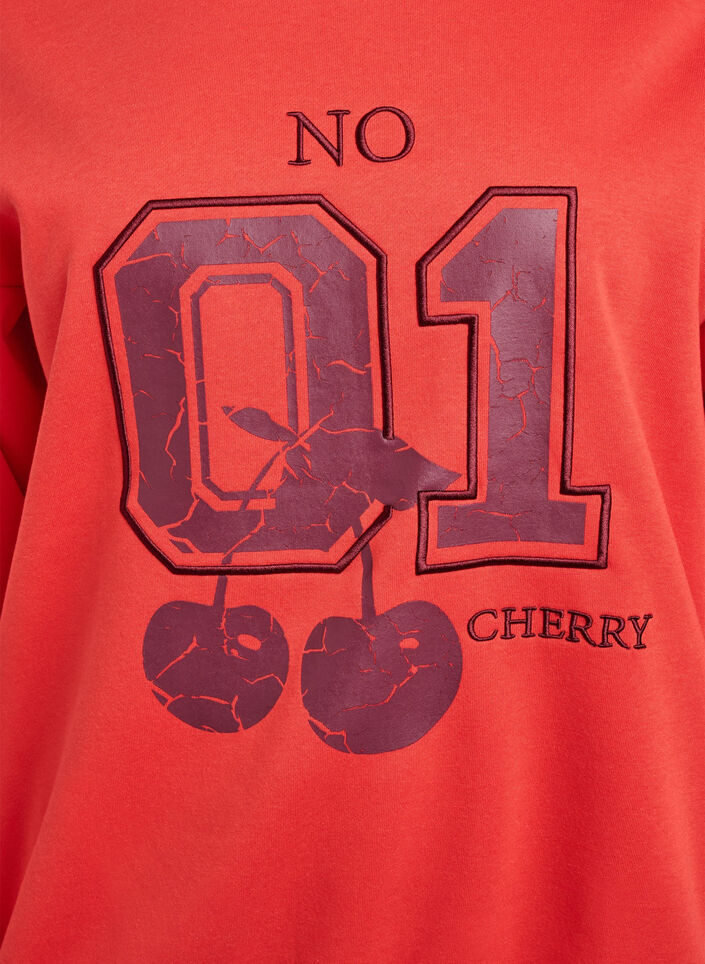 Collegepaita etupuolen printill&auml;, Punainen, Packshot image number 2