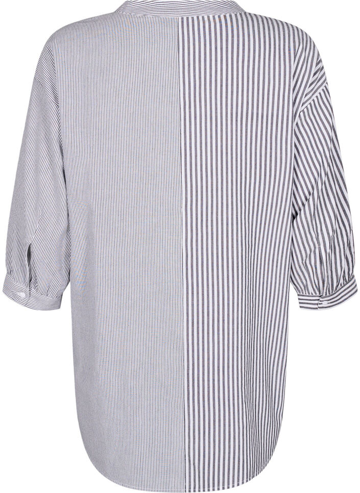 Raidallinen tunika, ¾-mittaiset hihat, Musta, Packshot image number 1