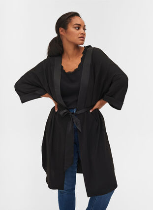 Kimono nauhalla , Black, Model image number 0