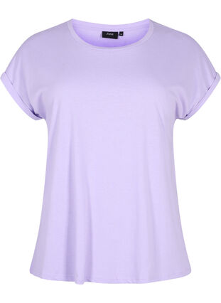 Lyhythihainen puuvillasekoitteinen T-paita, Lavender, Packshot image number 0
