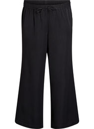 Leveälahkeiset housut korkealla vyötäröllä, Musta