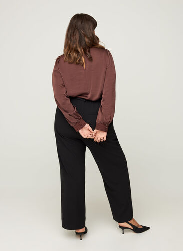 Korkeakauluksinen paita puhvihihoilla, Brown Ass, Model image number 1
