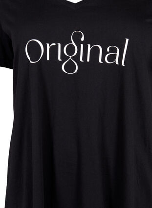 Puuvillainen t-paita tekstiprintillä ja v-pääntiellä, Black ORI, Packshot image number 2