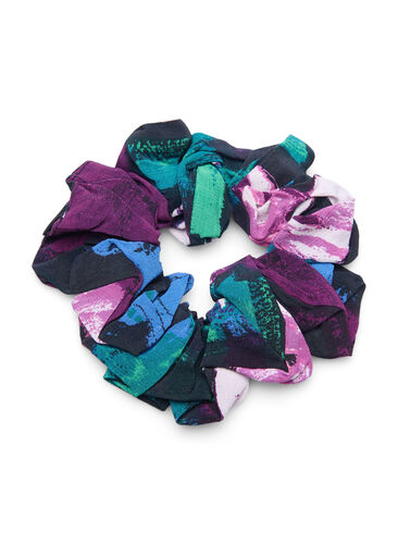 Kukallinen scrunchie, Black Flower AOP, Packshot image number 0