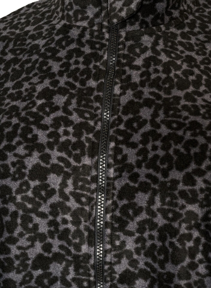 Fleece-takki leopardikuosilla ja korkealla kauluksella, Musta, Packshot image number 2