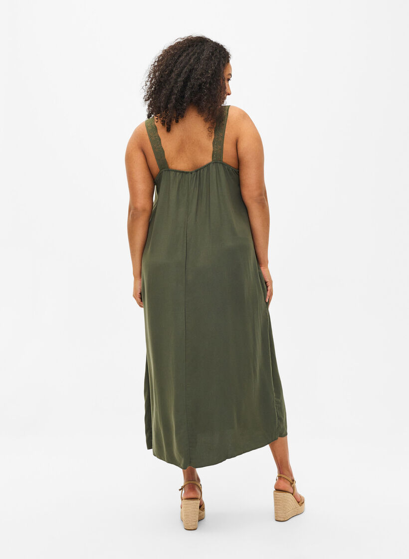 Midi-pituinen olkainmekko viskoosista ja pitsistä, Thyme, Model image number 1