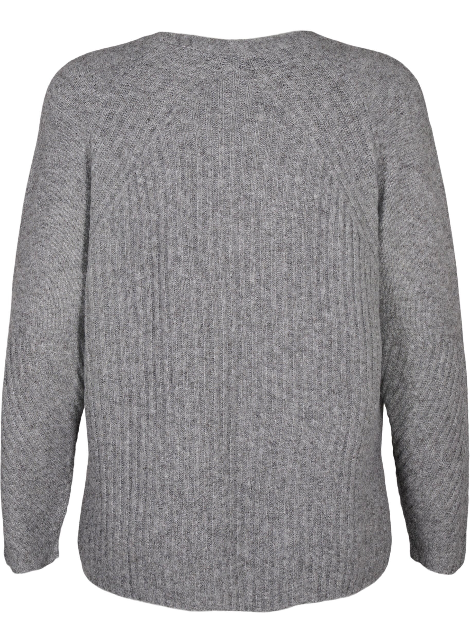 Zizzi Neulepusero halkiolla, Light Grey Melange, Packshot image number 1