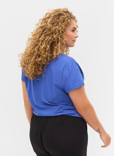 Väljä puuvillainen t-paita lyhyillä hihoilla, Dazzling Blue SUNNY, Model image number 1