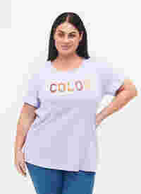 T-paita puuvillasta kuosilla , Lavender COLOR, Model