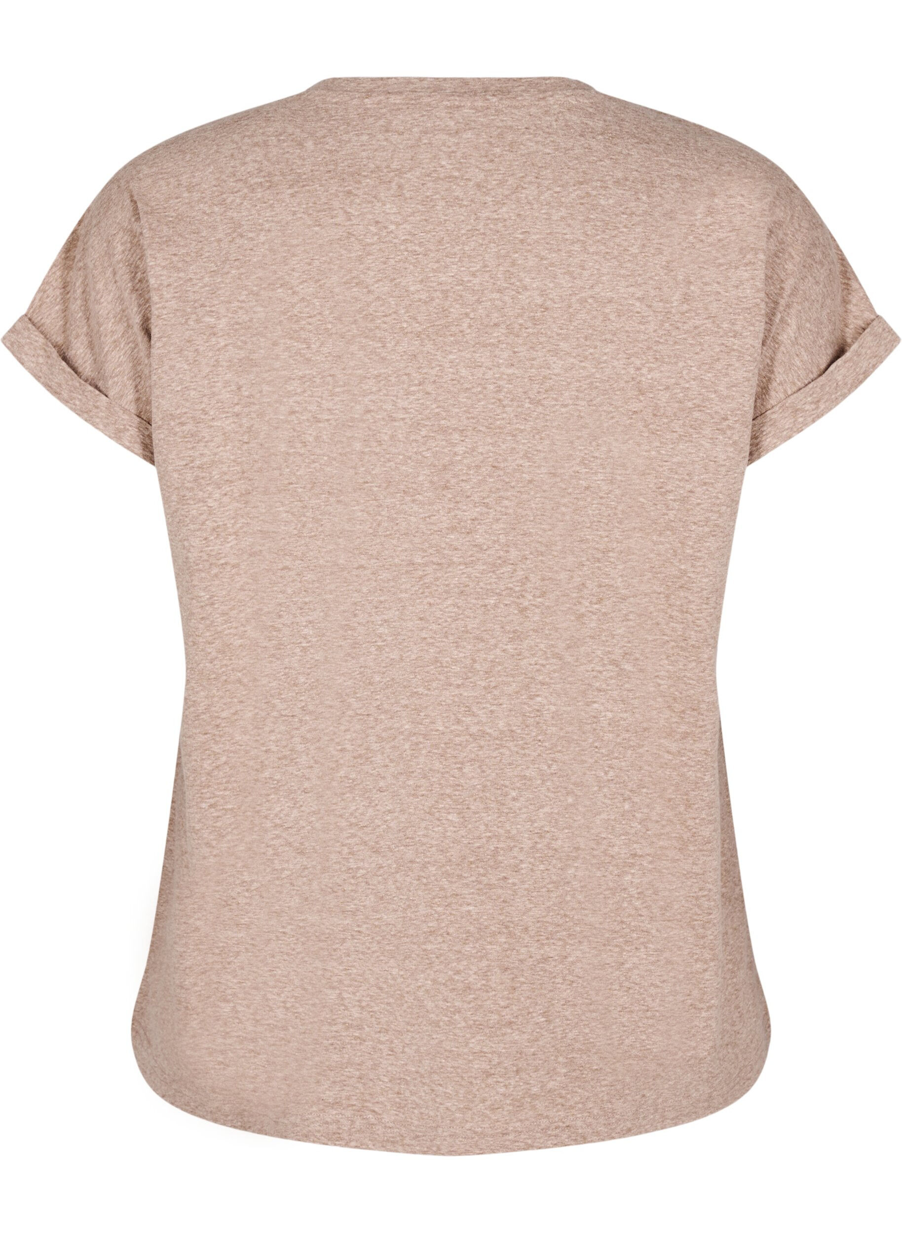 Zizzi Meleerattu t-paita lyhyill&auml; hihoilla, Ruskea, Packshot image number 1