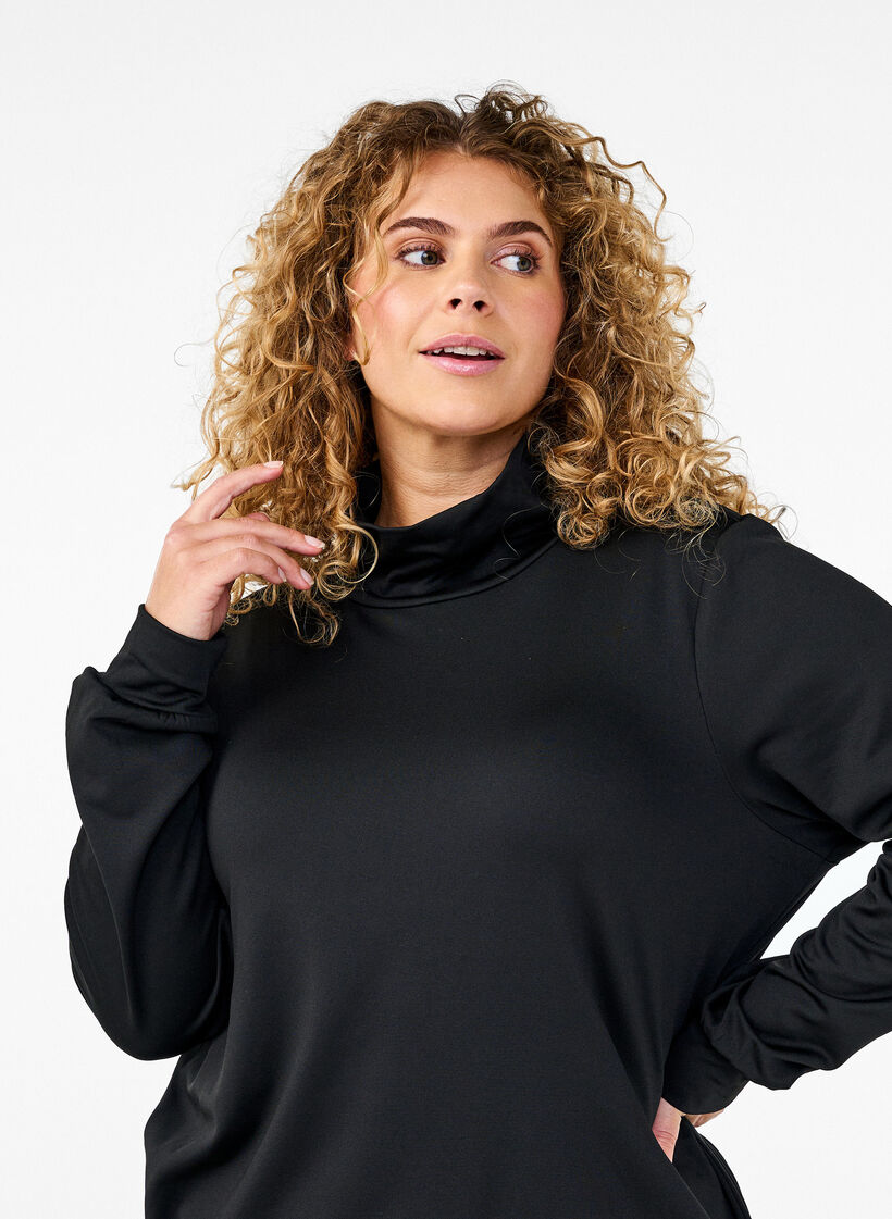 Korkeakauluksinen treenipaita, Black, Model image number 2