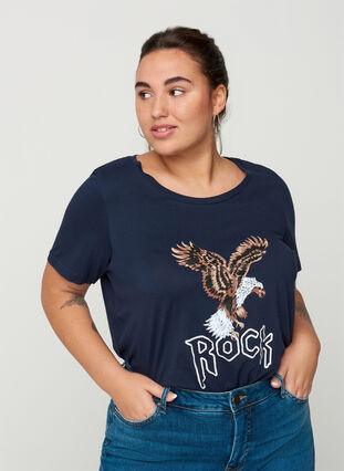 T-paita printillä, Navy Blazer/Rock, Model image number 0