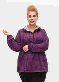 Sporttinen anorakki vetoketjulla ja taskuilla, Square Purple Print, Model