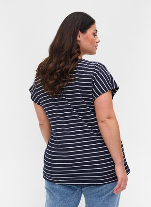 Puuvillainen t-paita raidoilla, Blue Stripe, Model image number 1