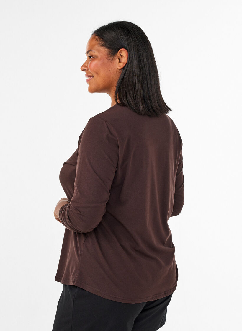 Puuvillainen pyjamapaita syd&auml;nprintill&auml;, Ruskea, Model image number 2
