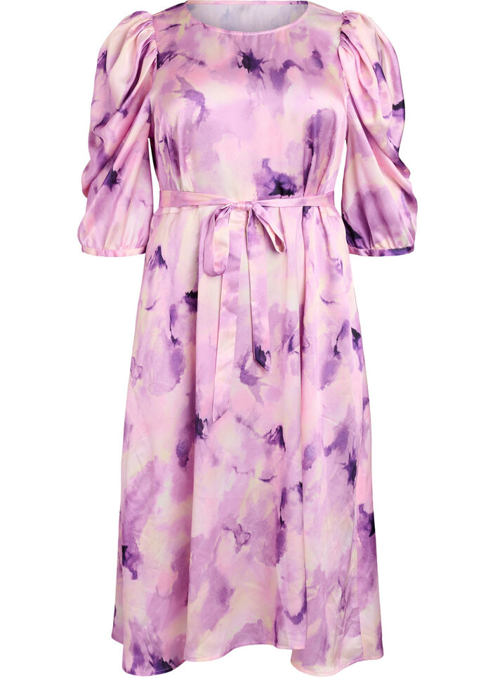 Lyhythihainen juhlamekko vy&ouml;nauhalla, Violetti, Packshot image number 0