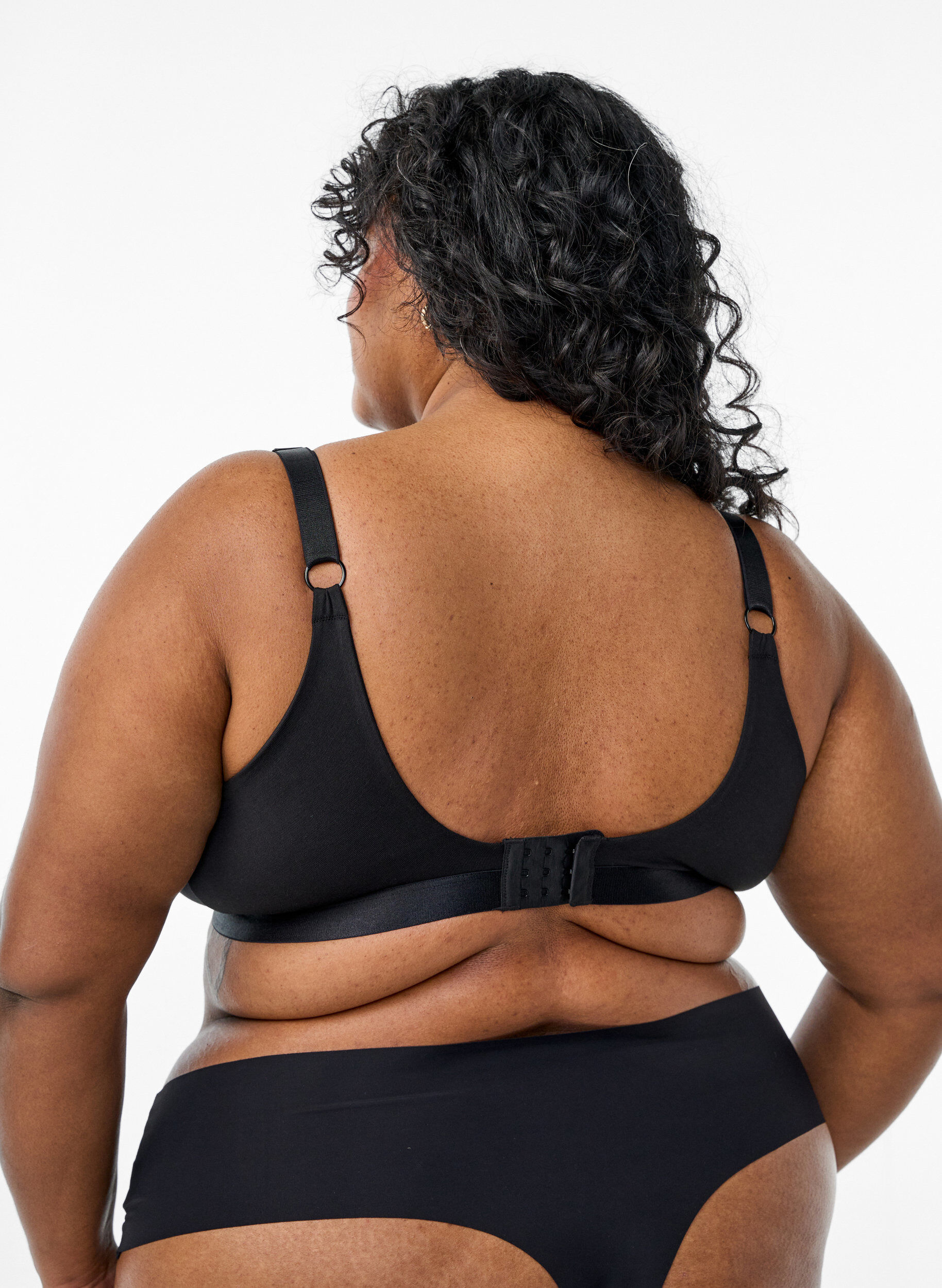 Zizzi Puuvillainen bralette pitsill&auml;, Musta, Model image number 2