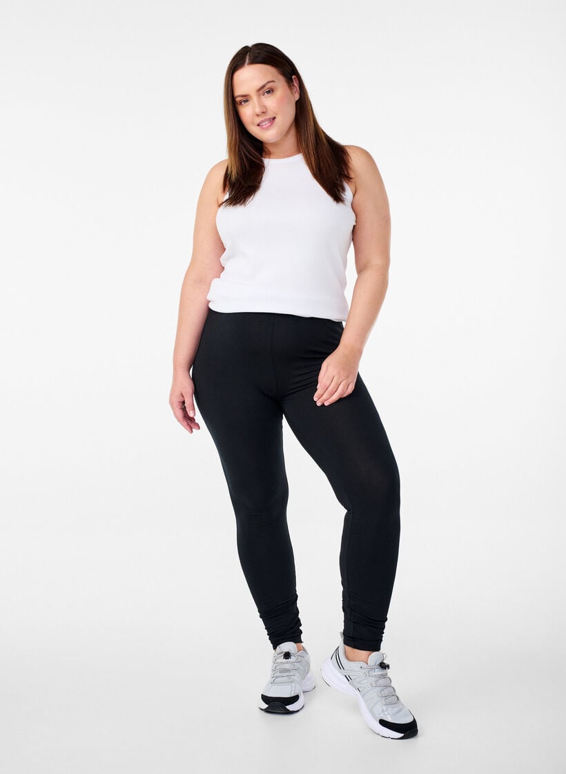 Perusleggingsit extrapitk&auml;ll&auml; lahkeella, Musta, Model image number 1