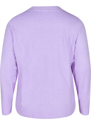 Lyhyt neuletakki kontrastivärisillä napeilla , Purple Rose Mel., Packshot image number 1