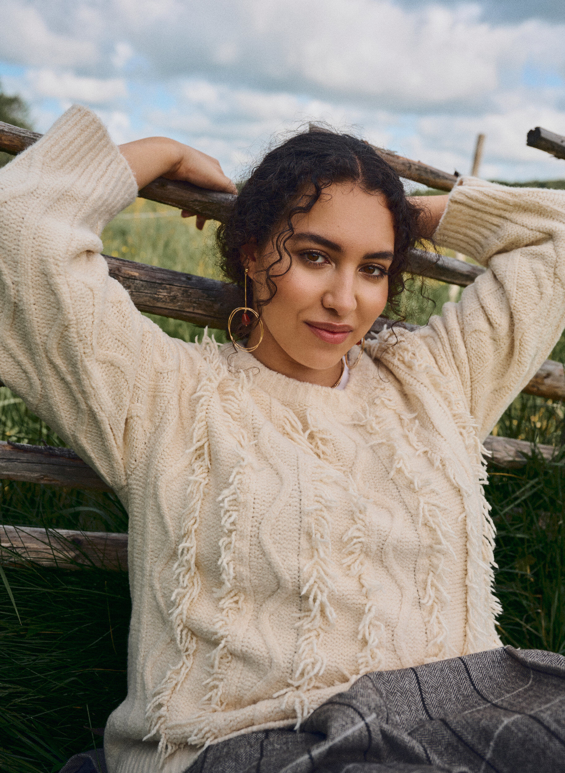 Zizzi Py&ouml;re&auml;kauluksinen neule teksturoidulla kuosilla, Beige, Image image number 0