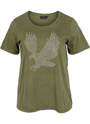 Puuvillainen happopesty t-paita koristekivillä , Ivy Green Wash, Packshot image number 0
