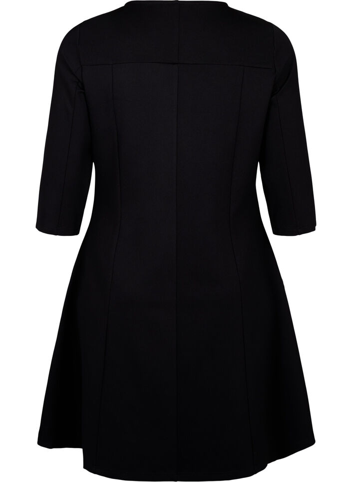 A-mallinen mekko 3/4-pituisilla hihoilla, Musta, Packshot