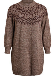 Neulemekko jacquard-kuviolla, Ruskea
