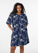 Lyhyt A-linjainen mekko kirjaillulla kuviolla, Sininen, Model image number 0