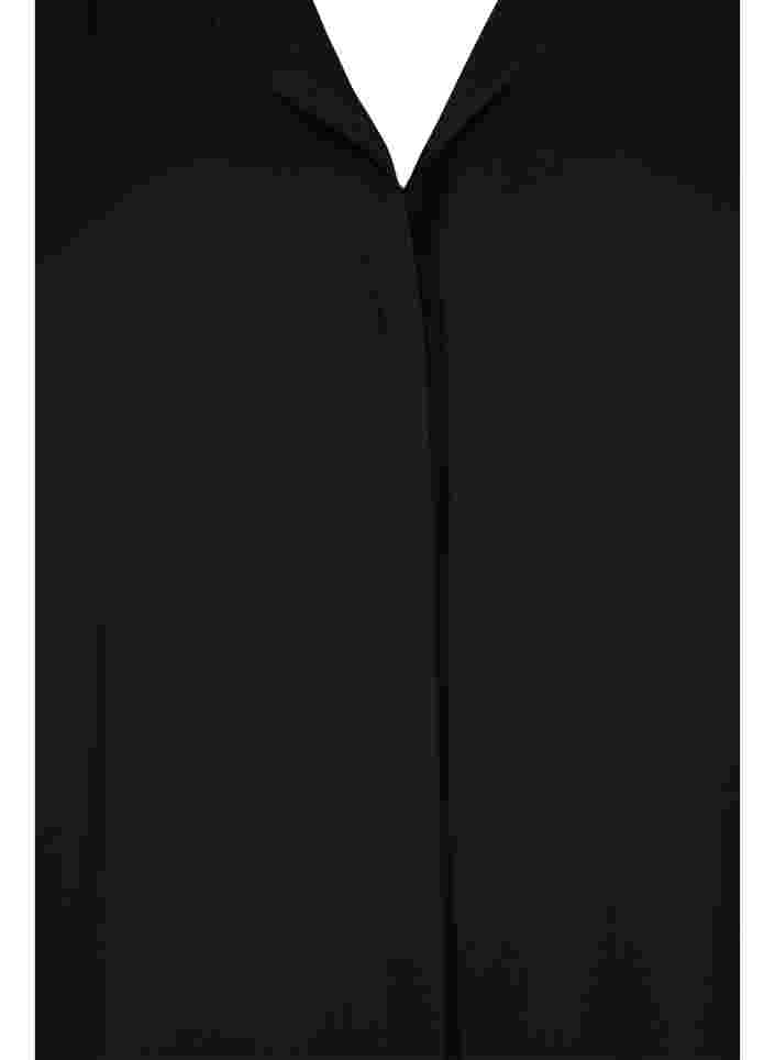 Yksivärinen paita v-aukolla, Black, Packshot image number 2