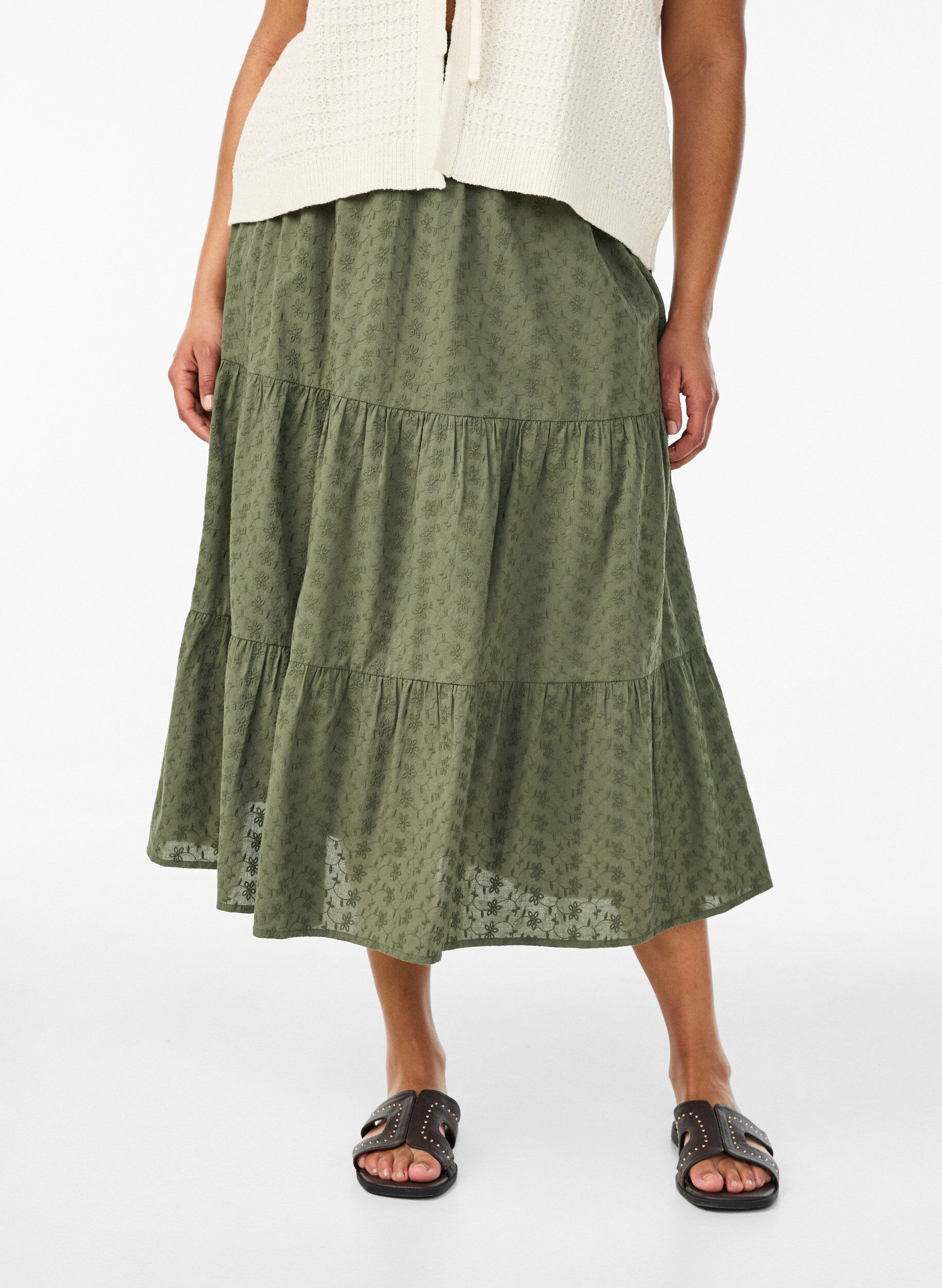 Zizzi Strukturoitu neuleliivi solmiovy&ouml;ll&auml;, Vanilja, Model image number 3