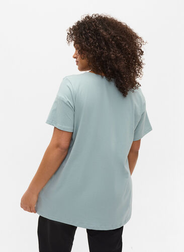 Lyhythihainen t-paita pitsillä, Silver Blue, Model image number 1