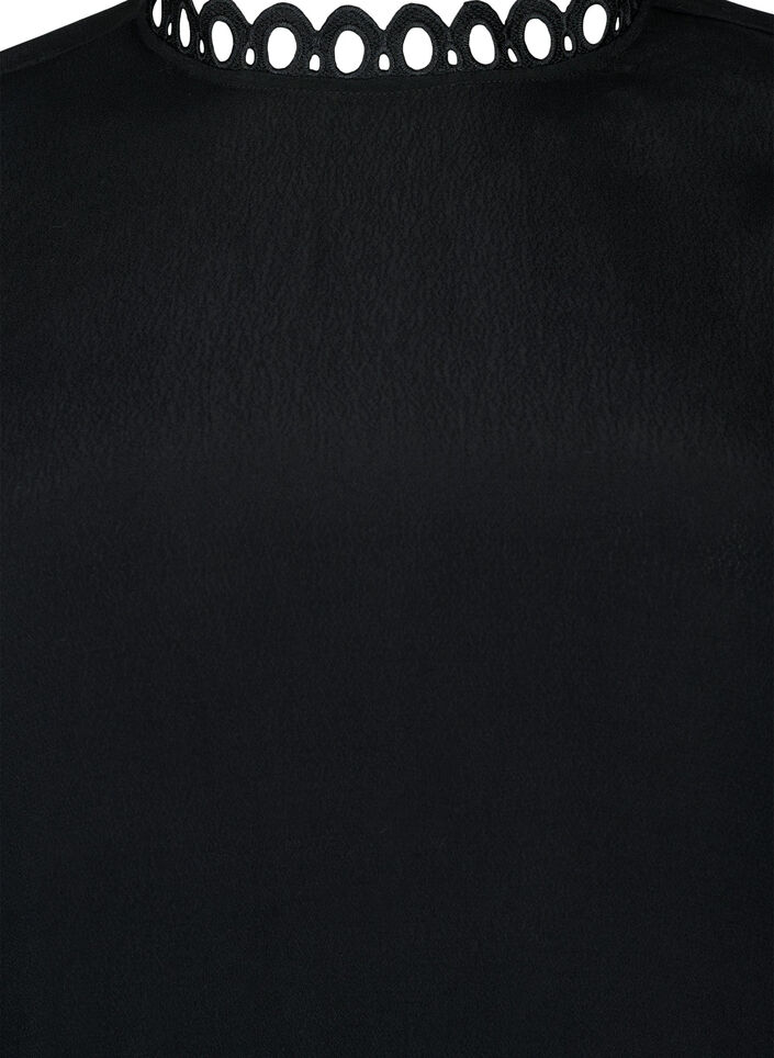 Viskoosimekko virkatuilla hihoilla, Black, Packshot image number 2