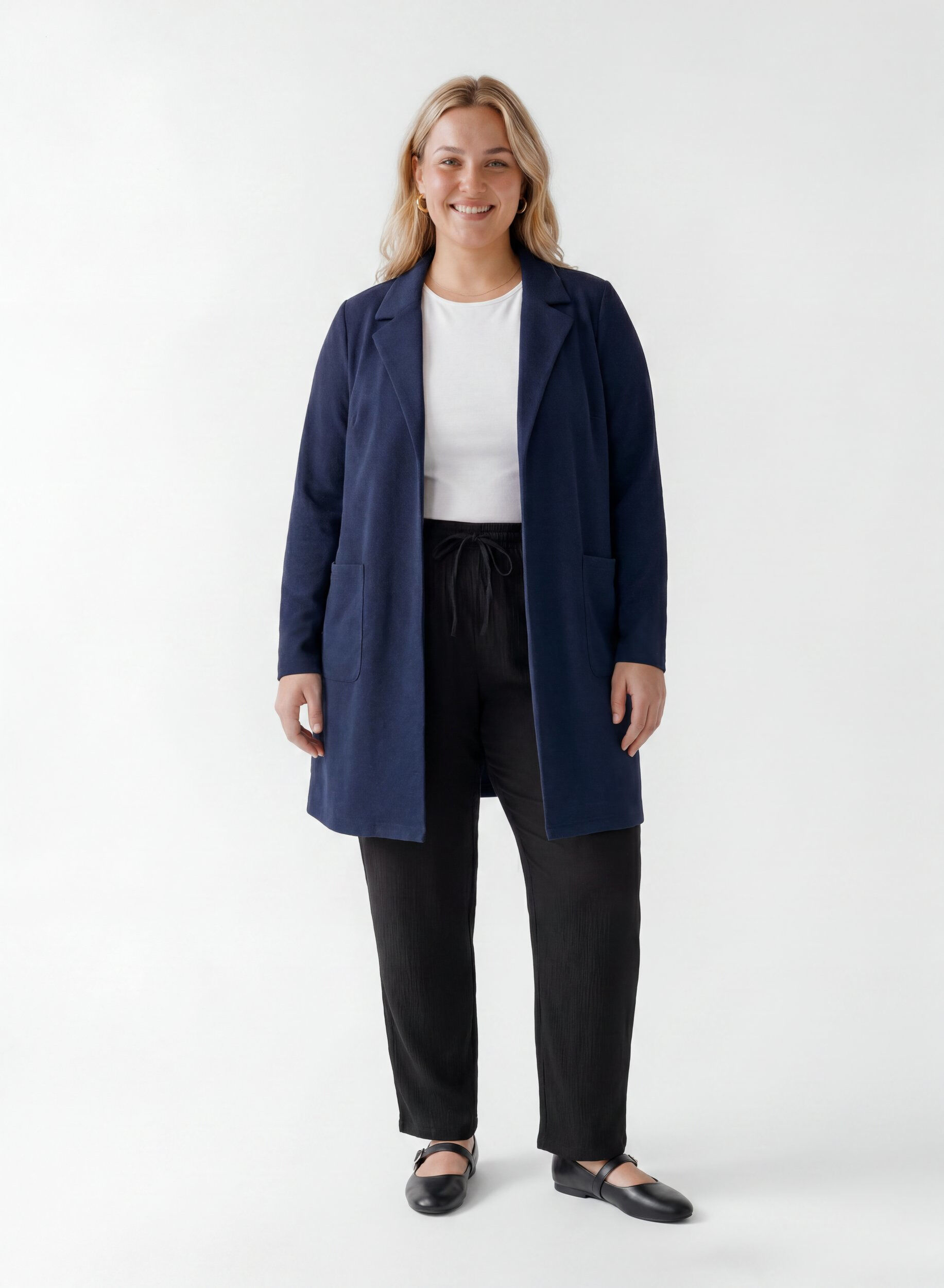 ZizziPitk&auml; takki taskuilla, Sininen, Model image number 1