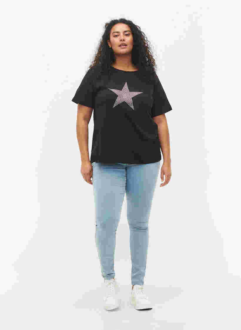 Ekologisesta puuvillasta valmistettu t-paita niiteillä, Black Star , Model image number 2
