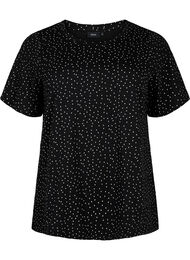 Orgaanisesta puuvillasta valmistettu pilkullinen t-paita	, Black w. White Dot