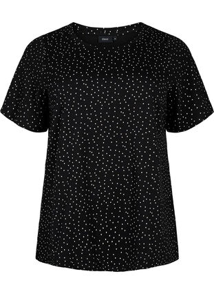 Orgaanisesta puuvillasta valmistettu pilkullinen t-paita	, Black w. White Dot, Packshot image number 0
